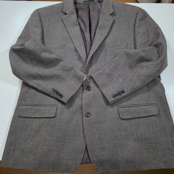 Lauren Ralph Lauren Blazer Mens US 52R Houndstooth Tweed Wool Lined 2B 2 Vented - Picture 14 of 16